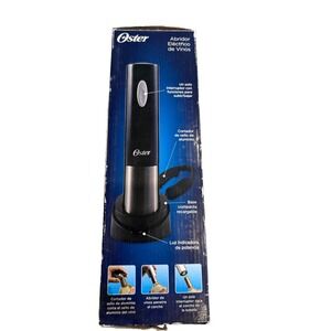 Oster Electric Wine Bottle Opener Foil Cutter Charging Base Nib Open Box Black